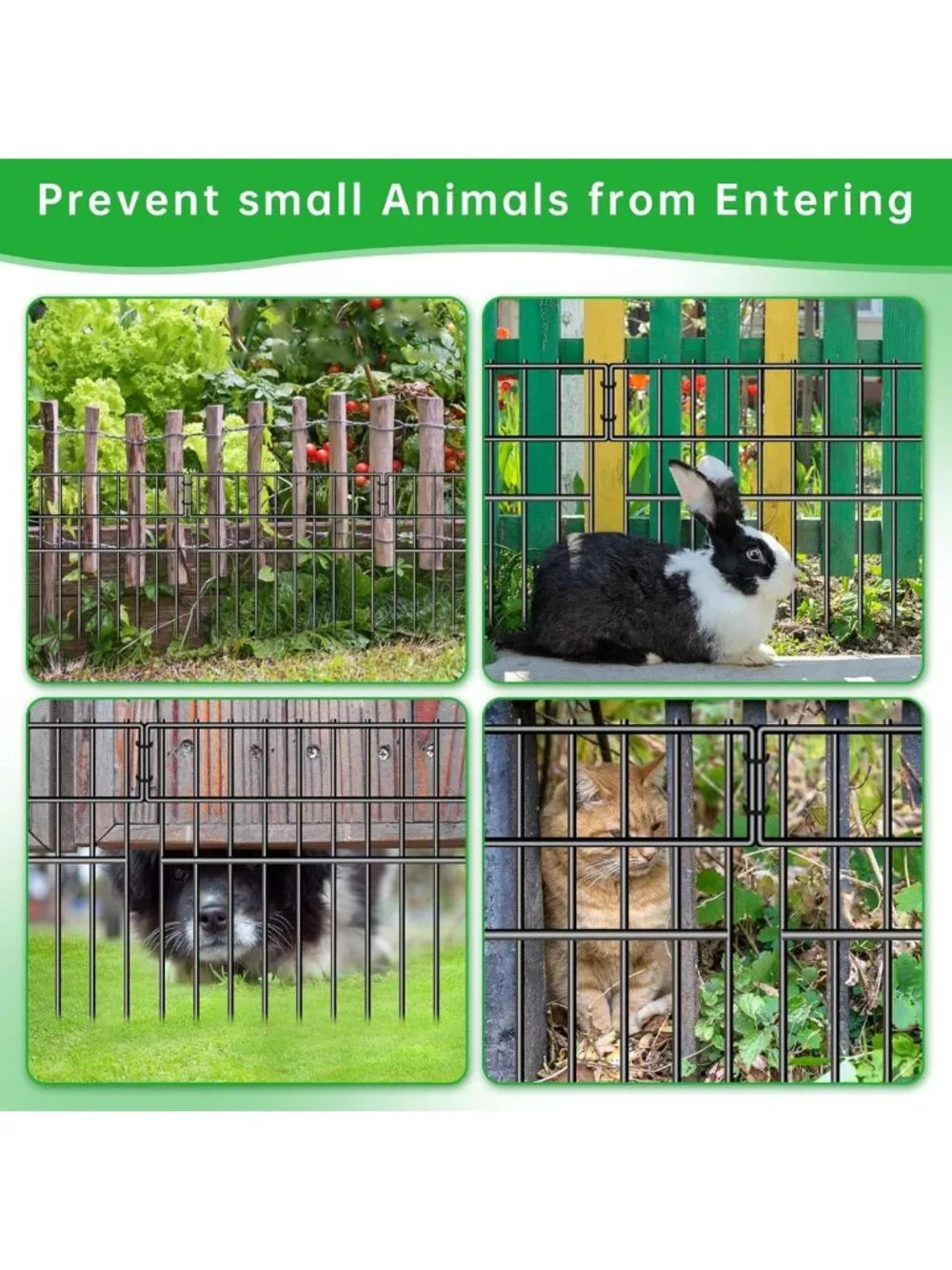 39.5ft No Dig Dog Barrier Fence - 28 Panels, Rustproof Metal Garden Edging